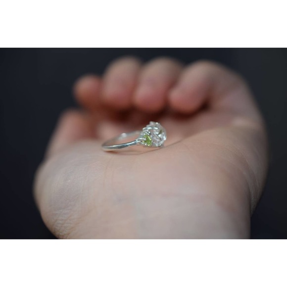 Peridot Ring Herkimer Rustic dainty unique alternative simple boho natur… - Picture 4 of 8